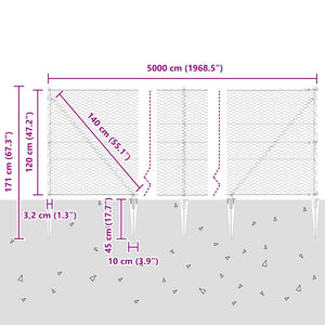 Εξαγωνική Φράχτη με Στύλο 50 x 1,2 m PVC-Επικαλυμμένο Ατσάλι