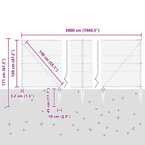 Εξαγωνική Φράχτη με Στύλο 50 x 1,2 m PVC-Επικαλυμμένο Ατσάλι