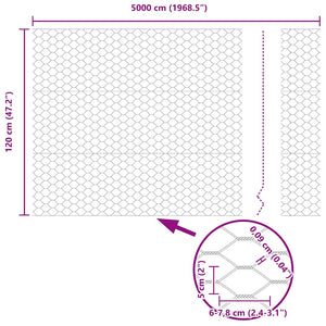 Εξαγωνική Φράχτη με Στύλο 50 x 1,2 m PVC-Επικαλυμμένο Ατσάλι