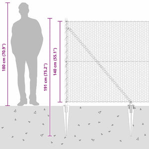 Εξαγωνική Φράχτη με Στύλο 50 x 1,4 μ PVC-Επικαλυμμένο Ατσάλι