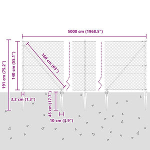 Εξαγωνική Φράχτη με Στύλο 50 x 1,4 μ PVC-Επικαλυμμένο Ατσάλι
