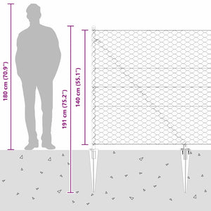 Εξαγωνική Φράχτη με Στύλο 50 x 1,4 μ PVC-Επικαλυμμένο Ατσάλι