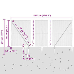Εξαγωνική Φράχτη με Στύλο 50 x 1,5 m PVC-Επικαλυμμένο Ατσάλι