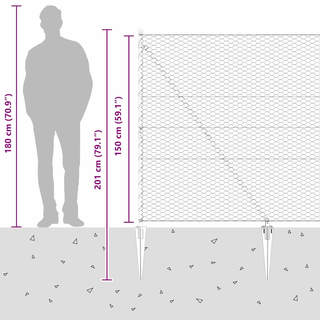 Εξαγωνική Φράχτη με Στύλο 50 x 1,5 m PVC-Επικαλυμμένο Ατσάλι