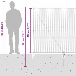 Εξαγωνική Φράχτη με Στύλο 50 x 1,5 m PVC-Επικαλυμμένο Ατσάλι