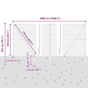 Εξαγωνική Φράχτη με Στύλο 50 x 1,5 m PVC-Επικαλυμμένο Ατσάλι
