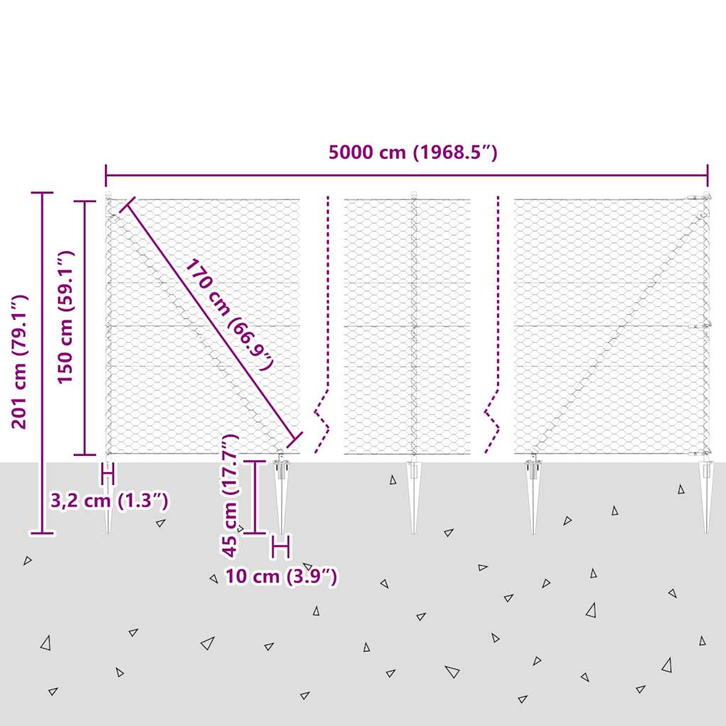 Στύλος Περιφράξεων Γκρι 50 x 1,5 μ (δίχτυ 50 χιλ)