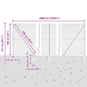 Εξαγωνική Φράχτη με Στύλο 50 x 1,6 m PVC-Επικαλυμμένο Ατσάλι