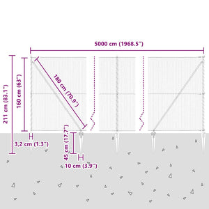 Εξαγωνική Φράχτη με Στύλο 50 x 1,6 m PVC-Επικαλυμμένο Ατσάλι