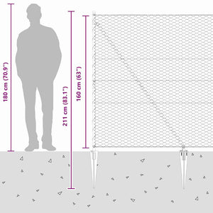 Εξαγωνική Φράχτη με Στύλο 50 x 1,6 m PVC-Επικαλυμμένο Ατσάλι