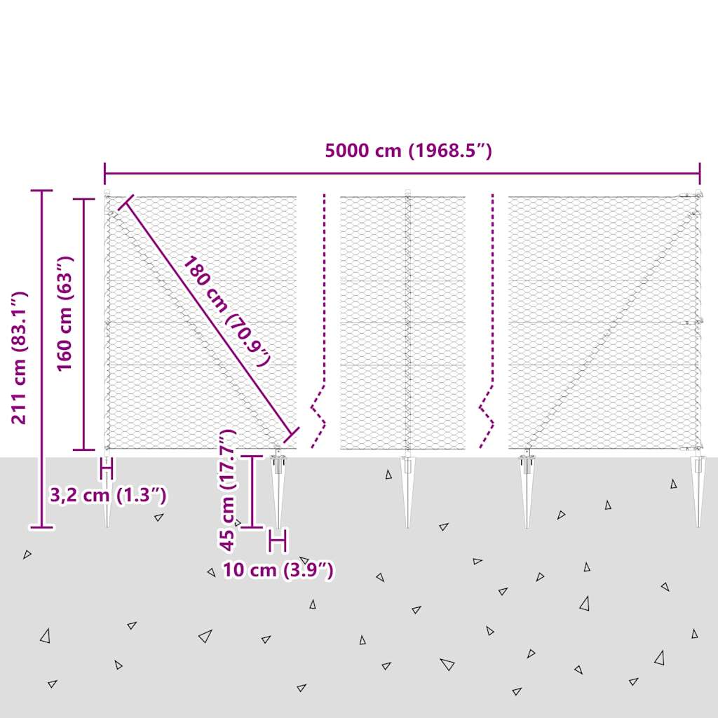Στύλος Περιφράξεων Γκρι 50 x 1,6 μ (36 mm δίχτυ)