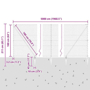 Εξαγωνική Φράχτη με Στύλο 50 x 1,6 m PVC-Επικαλυμμένο Ατσάλι