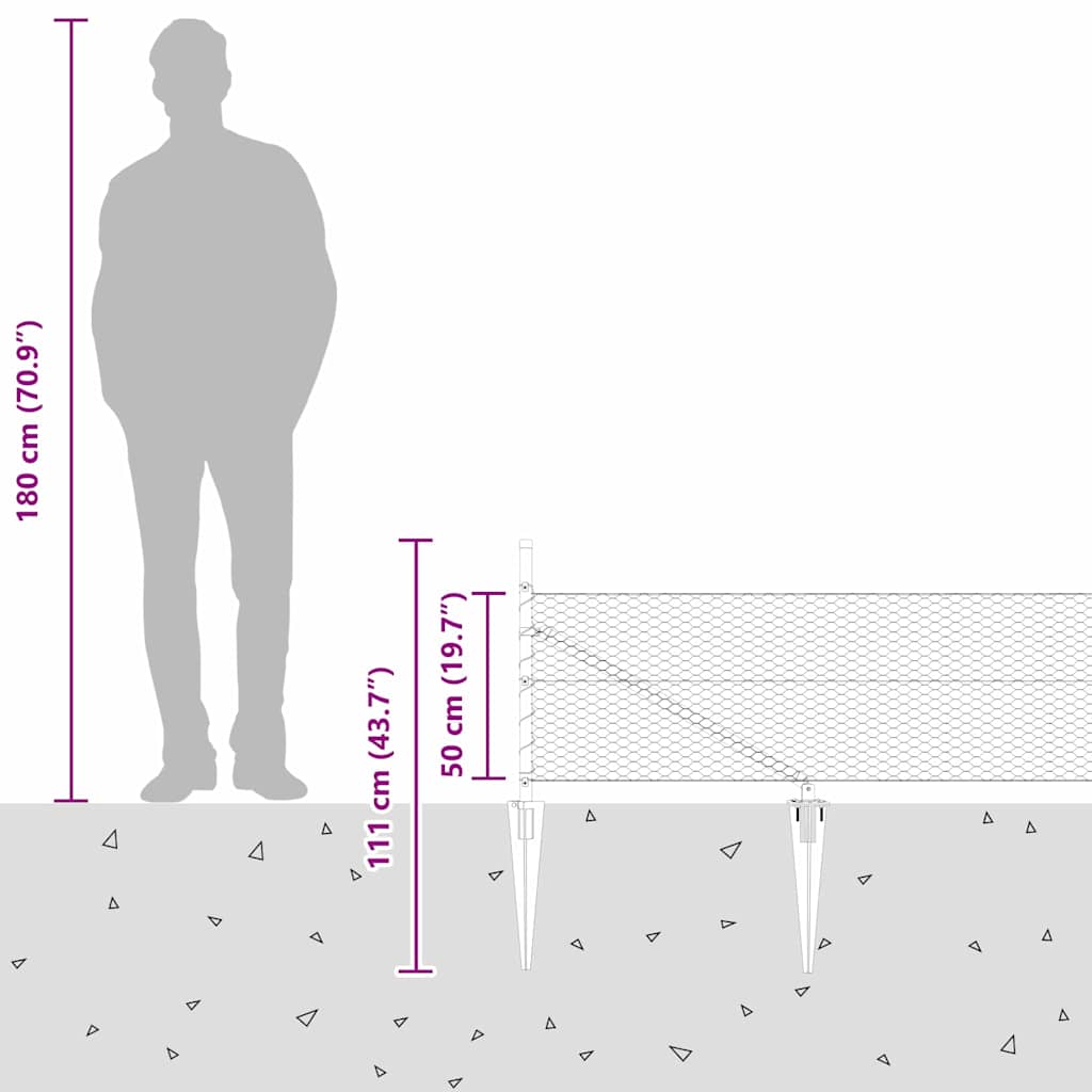 Στύλος Περιφράξεων Γκρι 100 x 0,5 μ (25 mm πλέγμα)