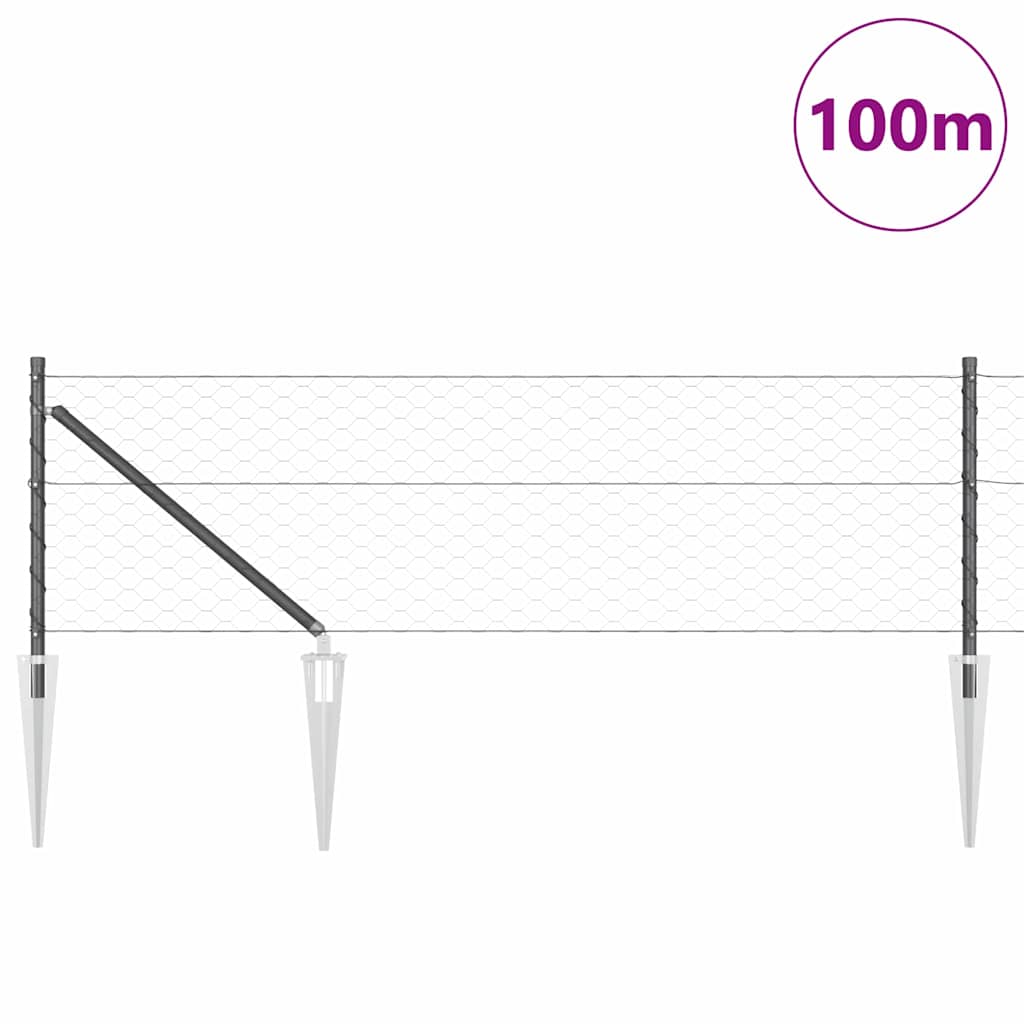 Εξαγωνική Φράχτη με Στύλο 100 x 0,6 μ PVC-Επικαλυμμένο Ατσάλι