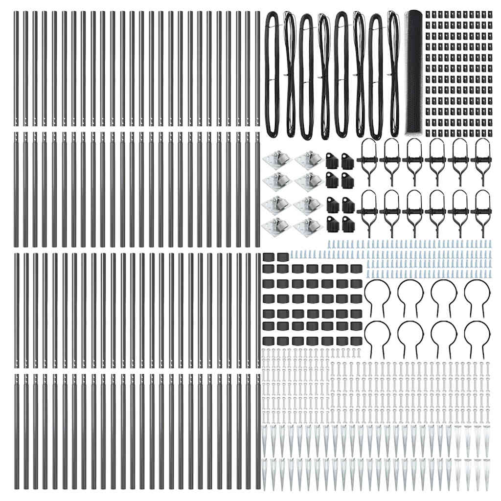 Εξαγωνική Φράχτη με Στύλο 100 x 1,2 μ PVC-Επικαλυμμένο Ατσάλι