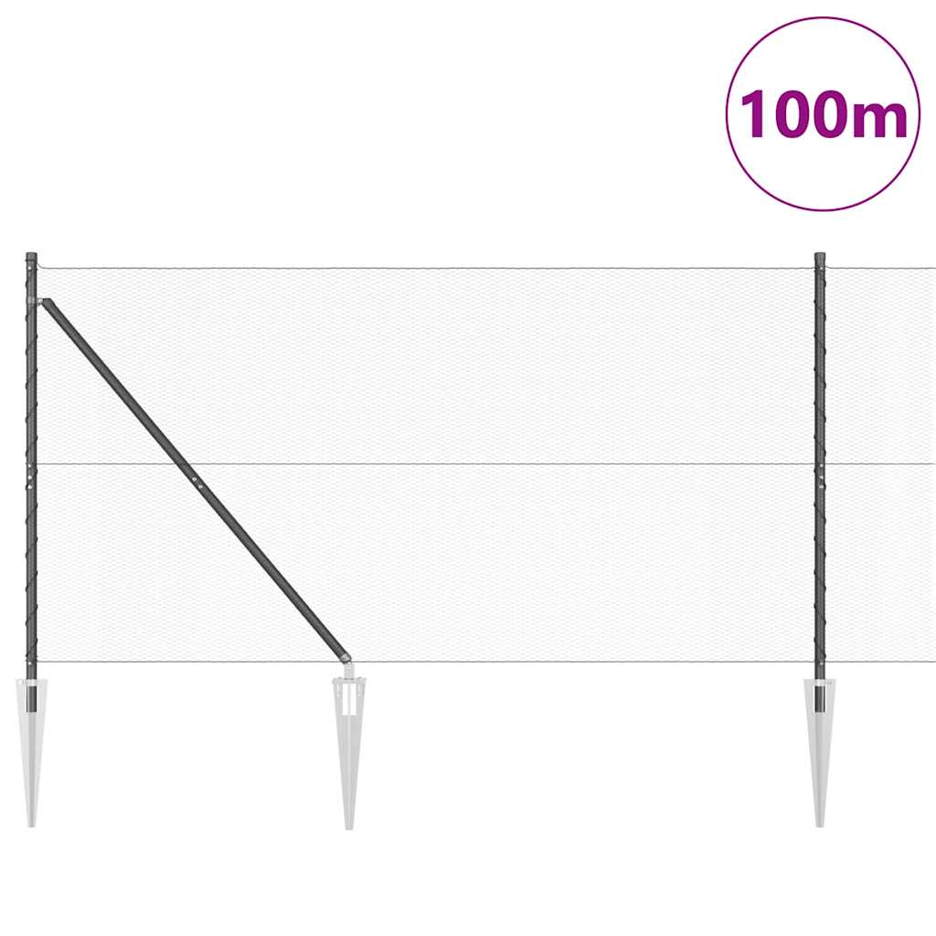 Εξαγωνική Φράχτη με Στύλο 100 x 1,2 μ PVC-Επικαλυμμένο Ατσάλι