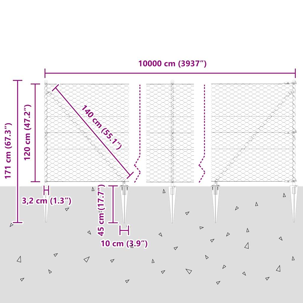 Στύλος Περιφράξεων Γκρι 100 x 1,2 μ (50 mm πλέγμα)