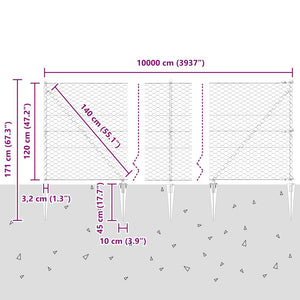 Εξαγωνική Φράχτη με Στύλο 100 x 1,2 μ PVC-Επικαλυμμένο Ατσάλι
