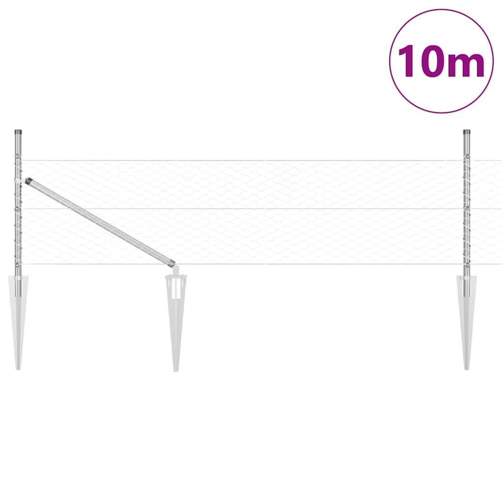 Στύλος Περιφράξεων Ασημί 10 x 0,5 μ (36 mm πλέγμα) Ατσάλι