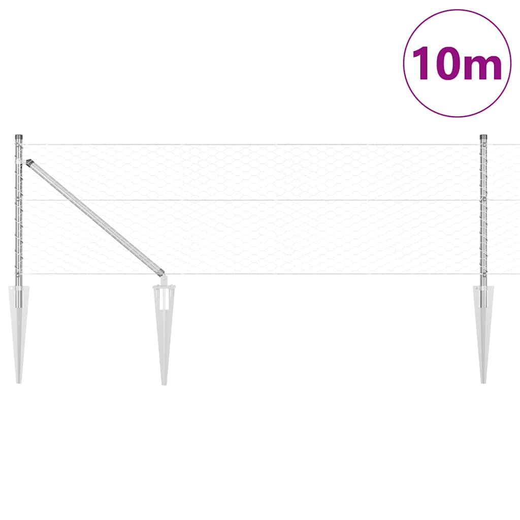 Στύλος Περιφράξεων Ασημί 10 x 0,6 m (36 mm δίχτυ) Ατσάλι