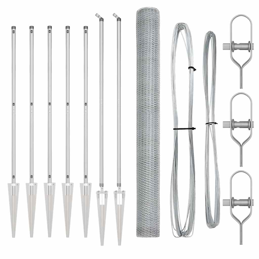 Στύλος Περιφράξεων Ασημί 10 x 1,6 m (25 mm πλέγμα) Ατσάλι