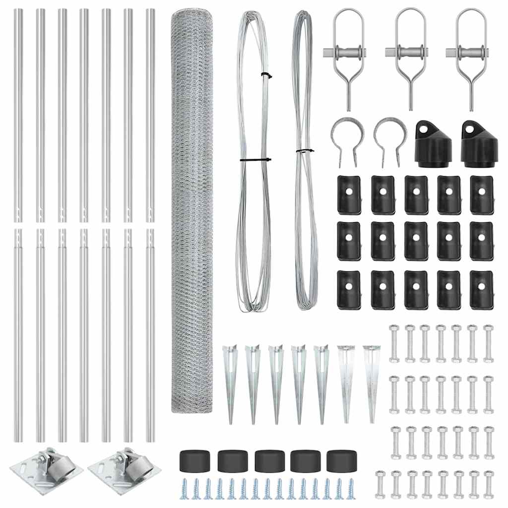 Στύλος Περιφράξεων Ασημί 10 x 1,6 m (25 mm πλέγμα) Ατσάλι