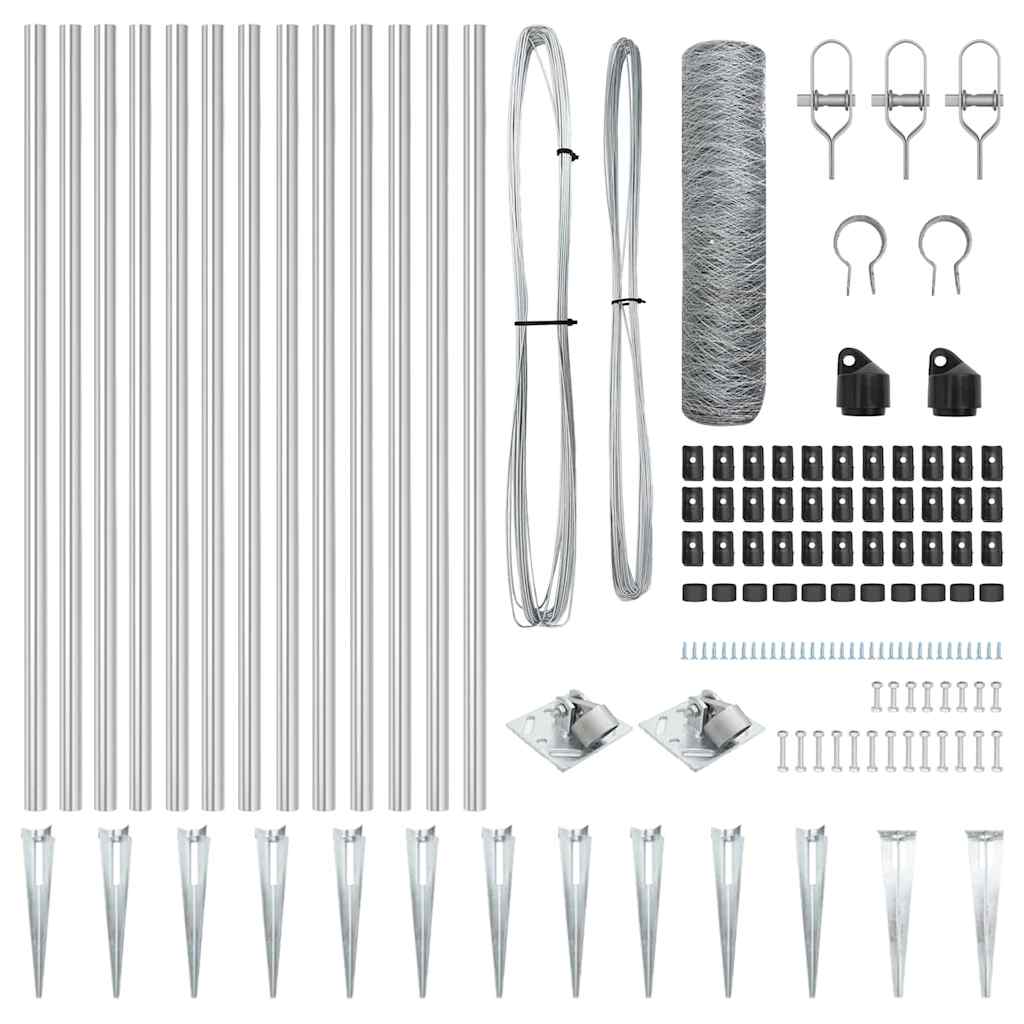 Στύλος Περιφράξεων Ασημί 25 x 0,4 m (36 mm πλέγμα) Ατσάλι