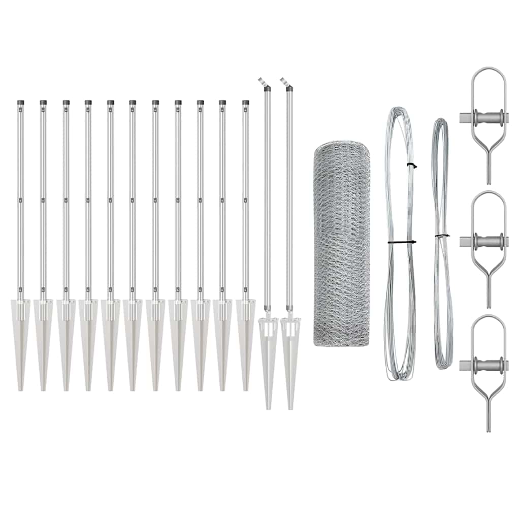 Στύλος Περιφράξεων Ασημί 25 x 1 μ (13 mm πλέγμα) Ατσάλι - Pakobazaar