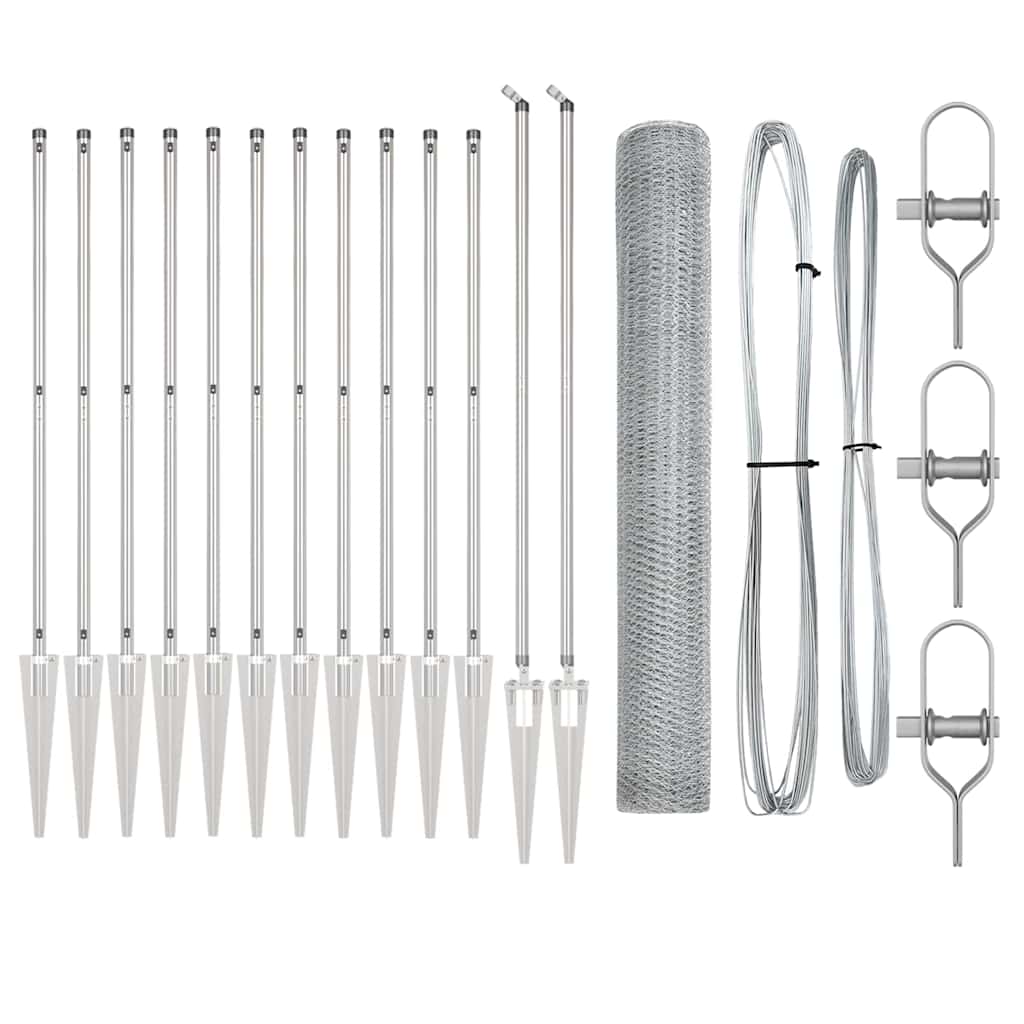 Στύλος Περιφράξεων Ασημί 25 x 1,2 μ (25 mm δίχτυ) Ατσάλι - Pakobazaar