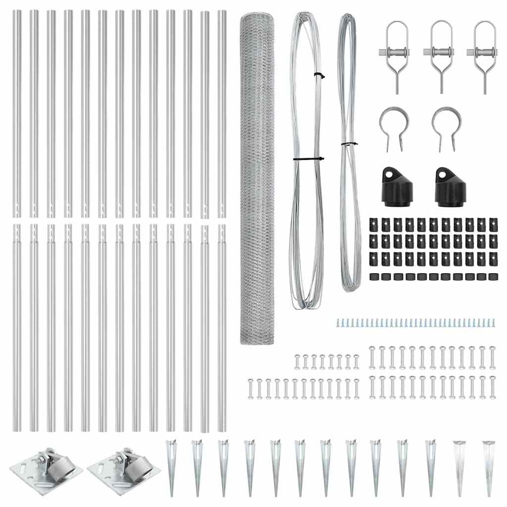 Στύλος Περιφράξεων Ασημί 25 x 1,5 μ (25 χιλ. πλέγμα) Ατσάλι - Pakobazaar