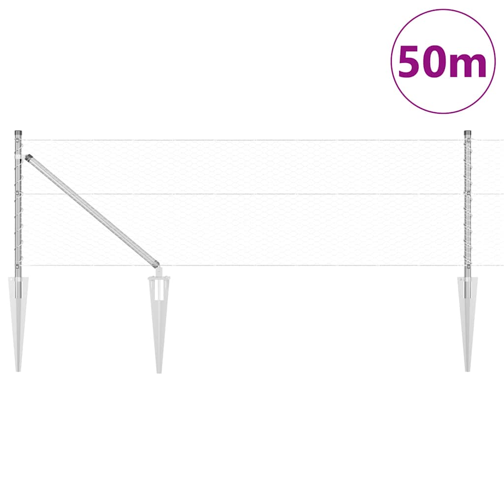 Στύλος Περιφράξεων Ασημί 50 x 0,6 μ (25 mm δίκτυο) Ατσάλι - Pakobazaar
