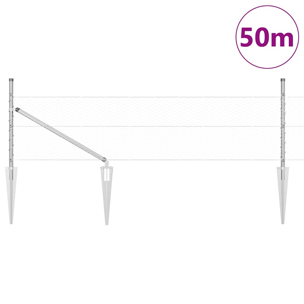 Στύλος Περιφράξεων Ασημί 50 x 0,8 μ (25 mm πλέγμα) Ατσάλι - Pakobazaar