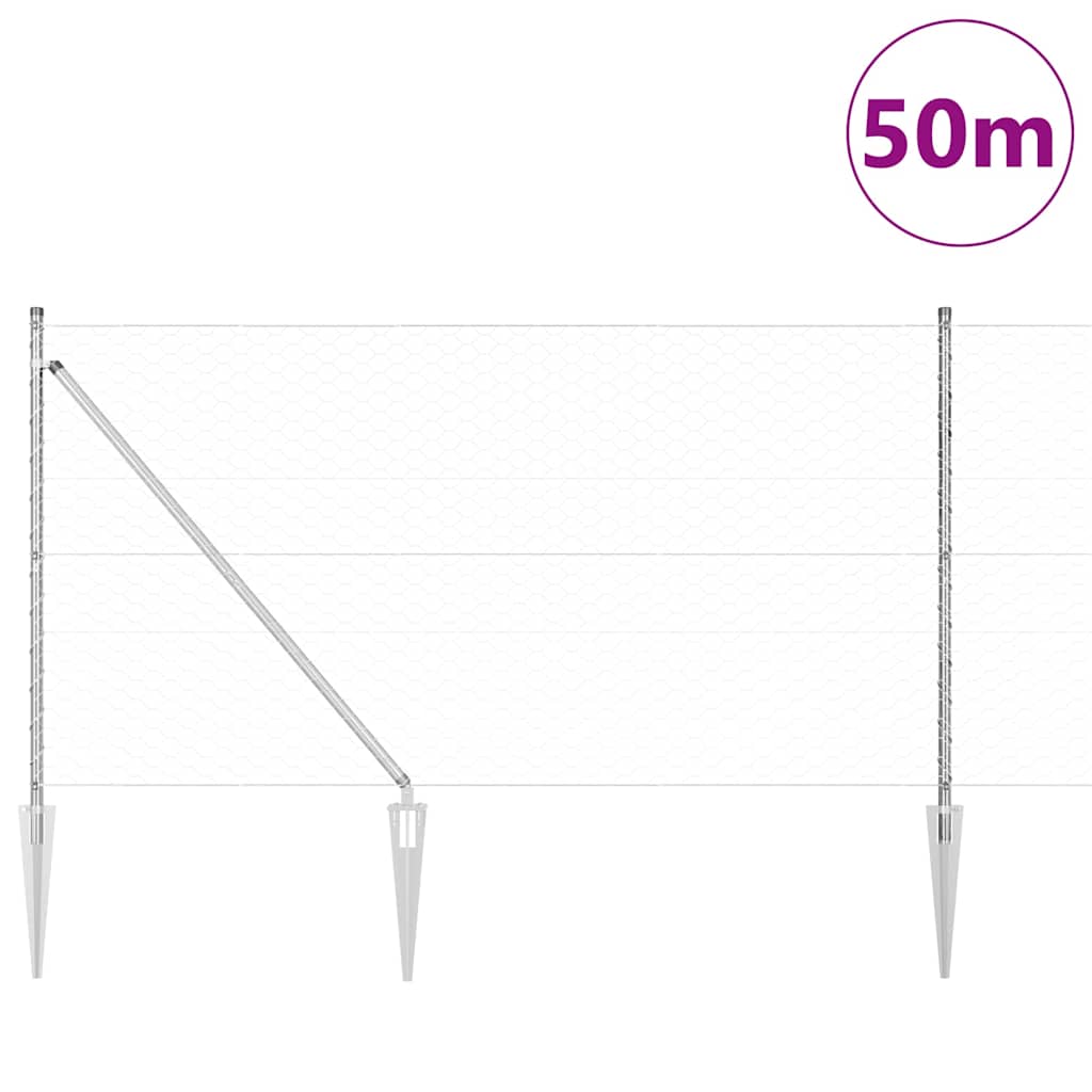 Στύλος Περιφράξεων Ασημί 50 x 1 μ (50 χλστ πλέγμα) Ατσάλι