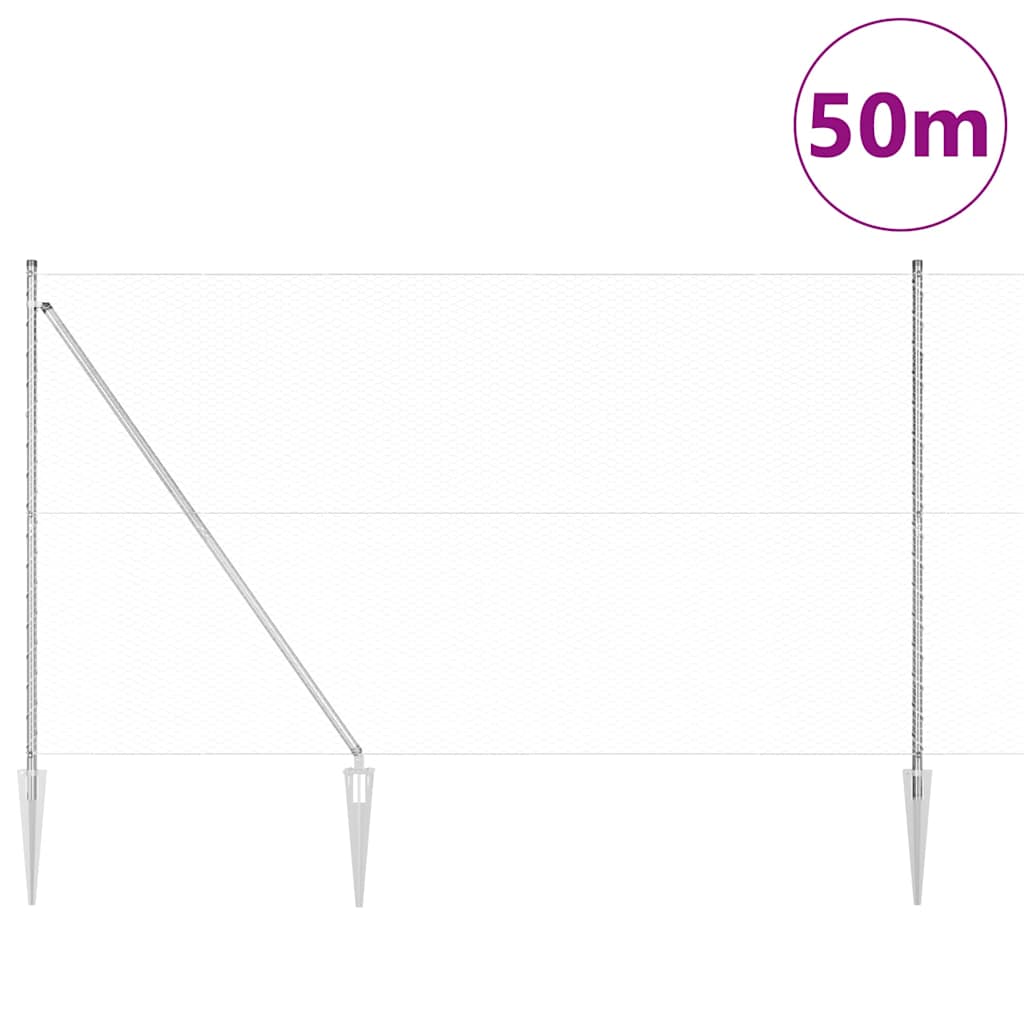 Στύλος Περιφράξεων Ασημί 50 x 1,5 μ. (25 mm πλέγμα) Ατσάλι