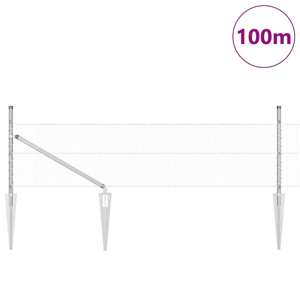Στύλος Περιφράξεων Ασημί 100 x 0,4 μ (13 mm πλέγμα) Ατσάλι