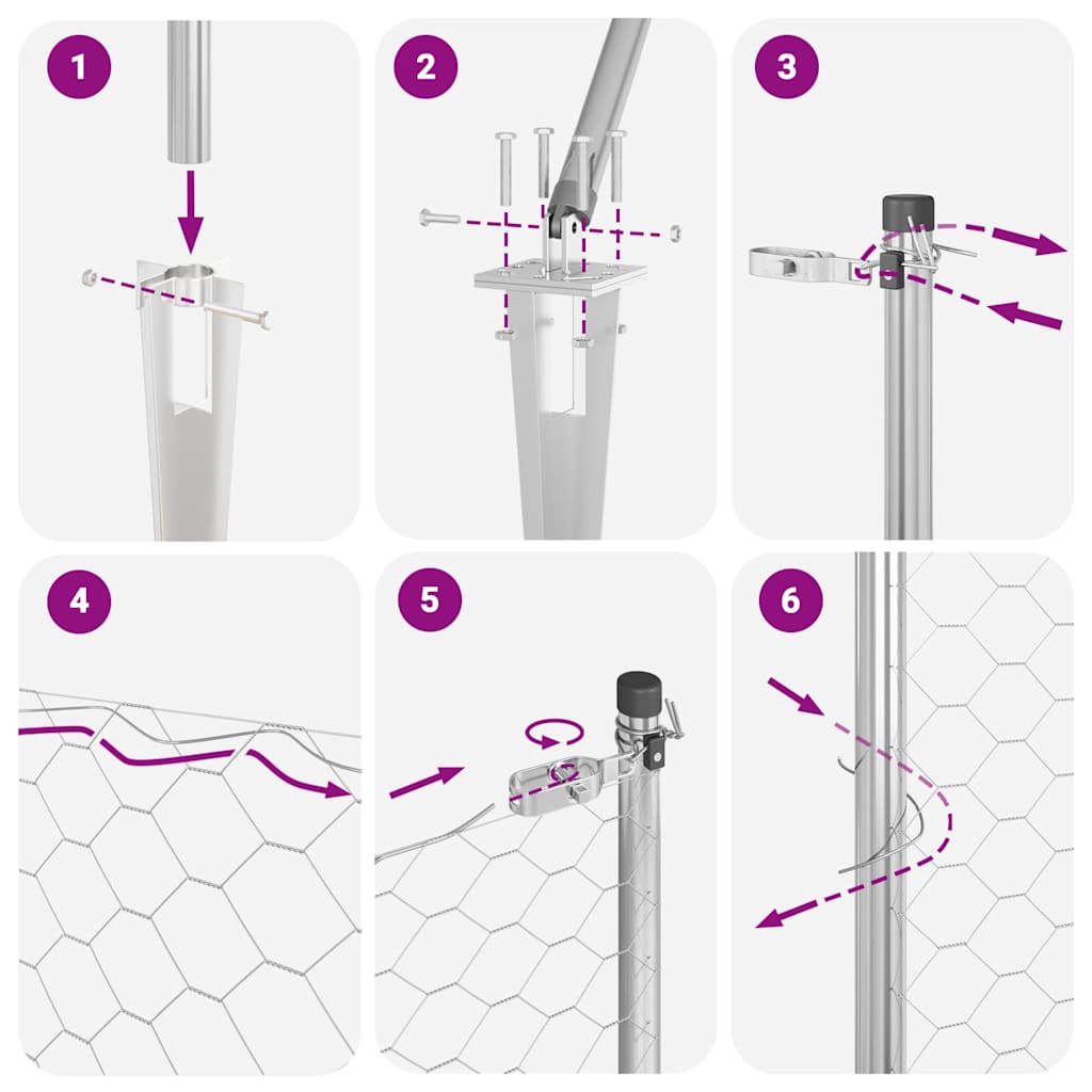 Στύλος Περιφράξεων Ασημί 100 x 1 μ (25 χλστ πλέγμα) Ατσάλι