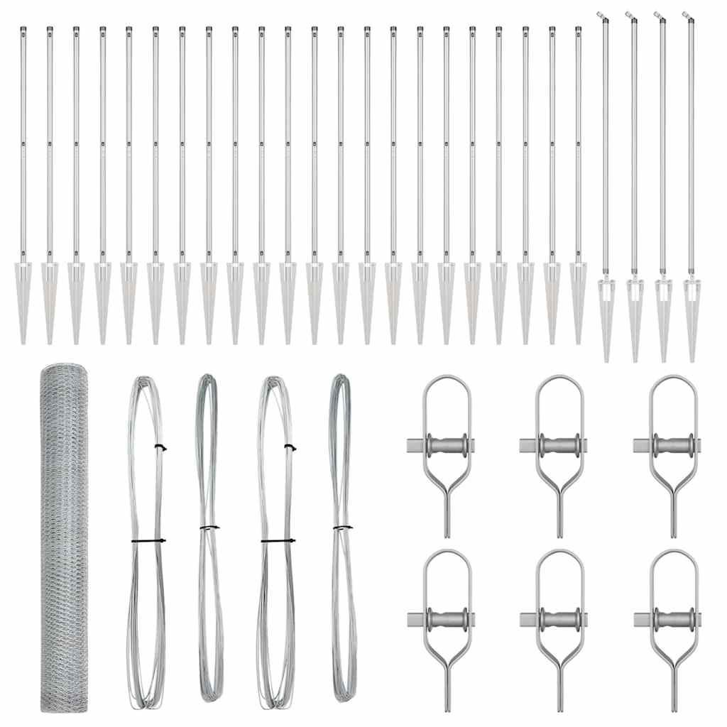 Στύλος Περιφράξεων Ασημί 100 x 1,4 μ (25 mm δίχτυ) Ατσάλι