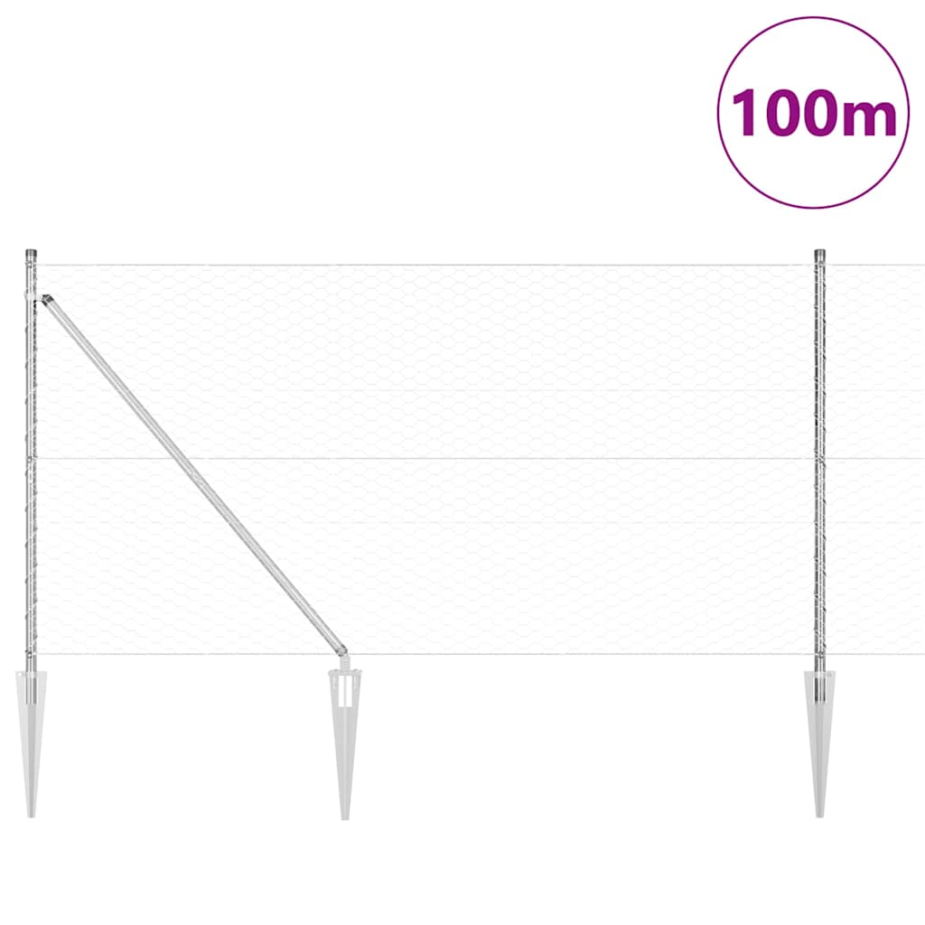 Στύλος Περιφράξεων Ασημί 100 x 1,4 μ (36 χλστ. δίχτυ) Ατσάλι