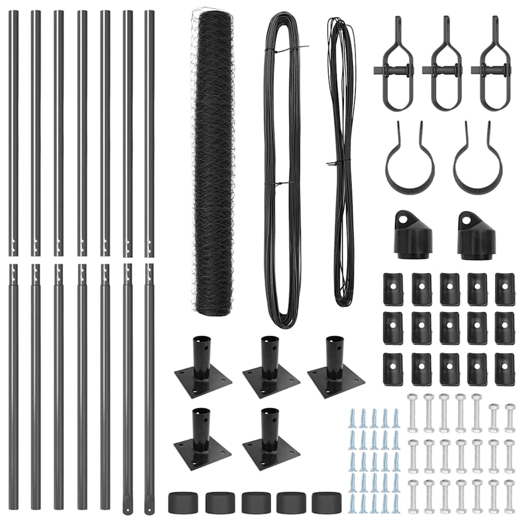 Στύλος Περιφράξεων Γκρι 10 x 1 μ (36 mm πλέγμα) Χάλυβας και PVC