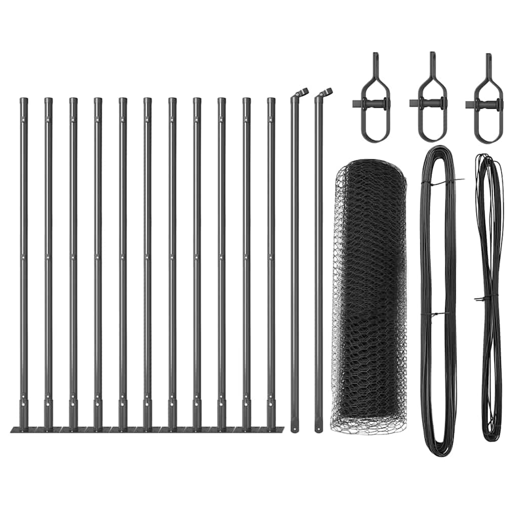Εξαγωνική Περίφραξη με Βάση Σκυροδέματος 25 x 0,6 μ Γκρι Δίχτυ