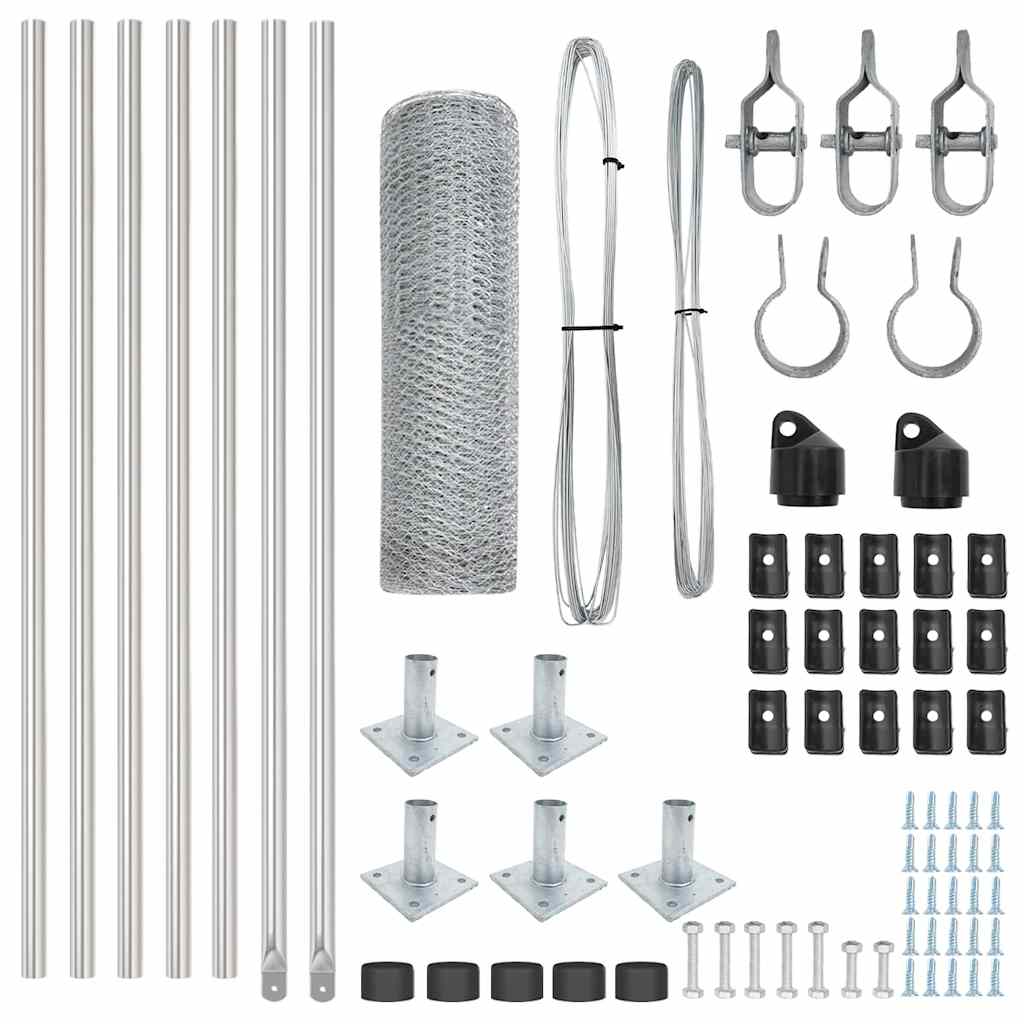 Στύλος Περιφράξεων Ασημί 10 x 0,4 m (25 mm πλέγμα) Ατσάλι