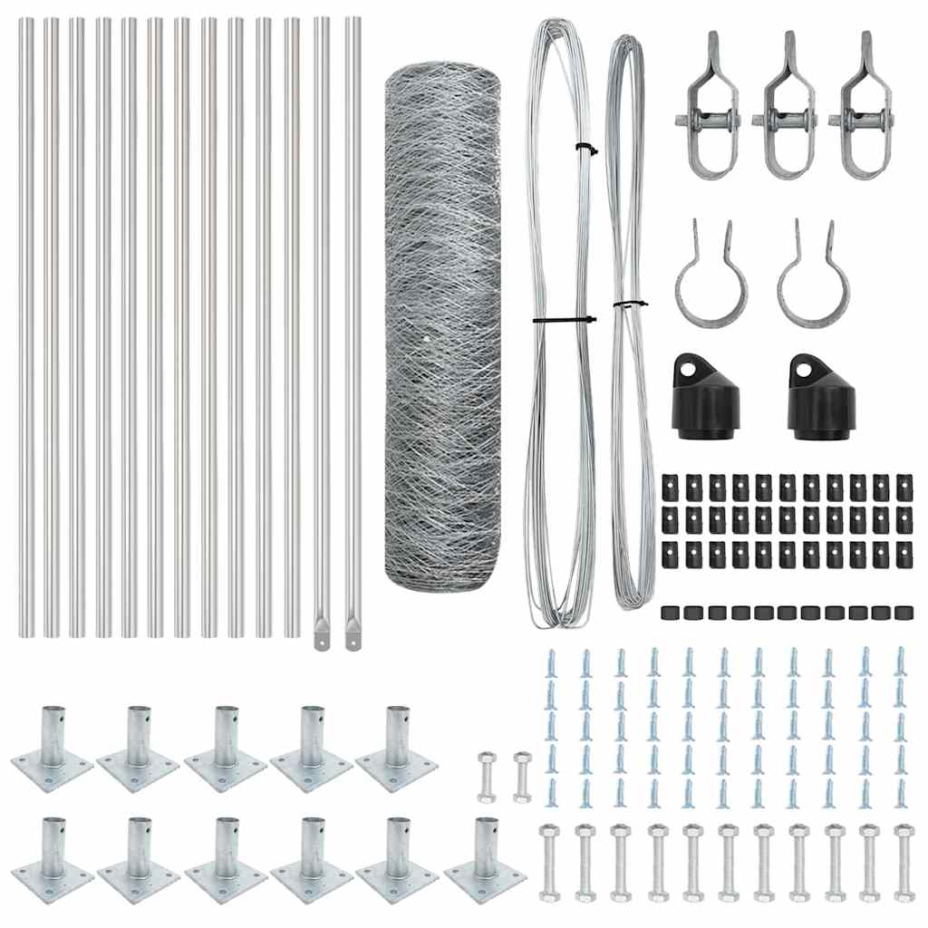 Στύλος Περιφράξεων Ασημί 25 x 0,4 m (36 mm πλέγμα) Ατσάλι