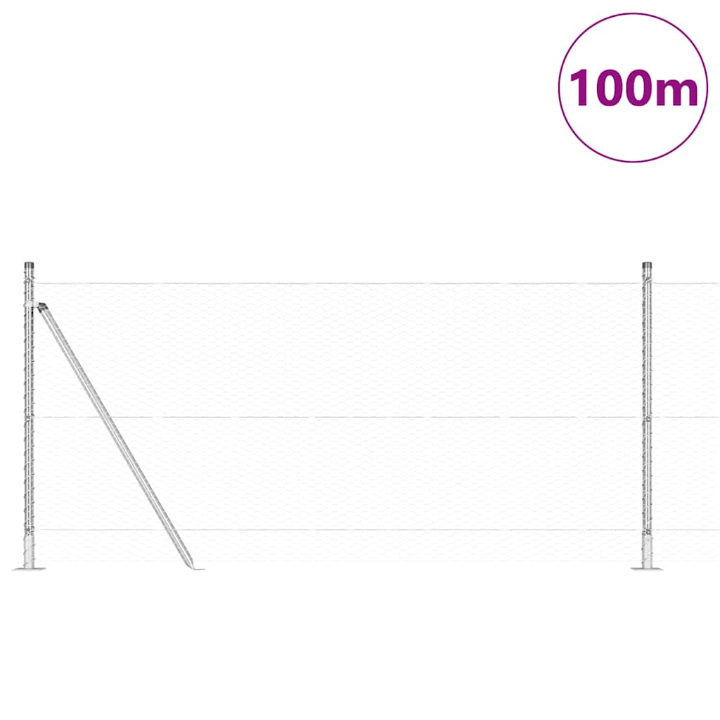 Στύλος Περιφράξεων Ασημί 100 x 1 μ (25 χλστ πλέγμα) Ατσάλι