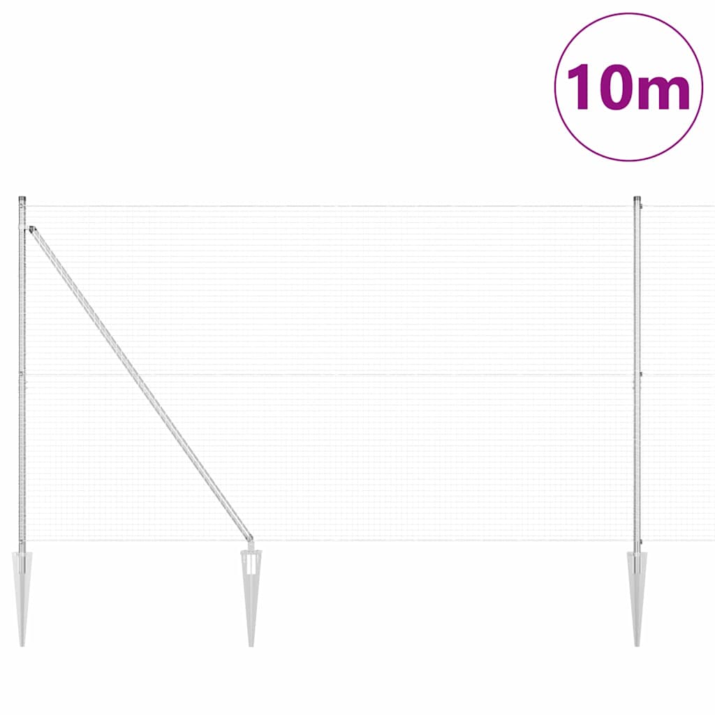 Συρματόπλεγμα με ακίδες 10 x 1,6 m Ασημί Δίχτυ