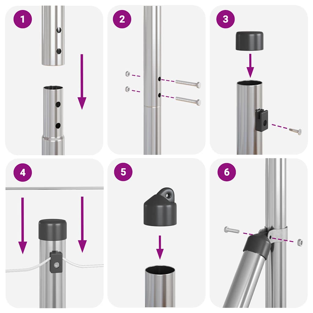 Στύλος Περιφράξεων Ασημί 25 x 1,4 μ (19 x 19 mm πλέγμα) Ατσάλι