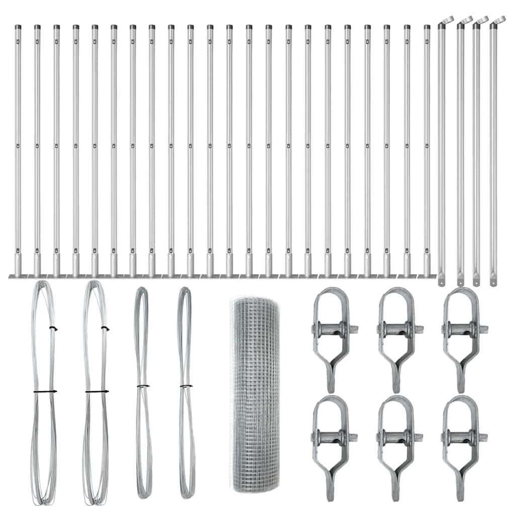 Στύλος Περιφράξεων Ασημί 50 x 1 μ (19 x 19 mm πλέγμα) Ατσάλι