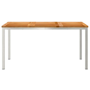 Τραπεζαρία 150x90x75 cm Στερεό Τεϊκ Ξύλο και Ανοξείδωτο Ατσάλι