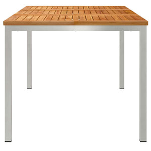 Τραπεζαρία 150x90x75 cm Στερεό Τεϊκ Ξύλο και Ανοξείδωτο Ατσάλι