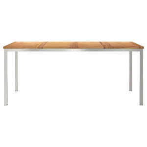 Τραπεζαρία 180x90x75 εκ. Στερεό Τεϊκ Ξύλο και Ανοξείδωτο Ατσάλι