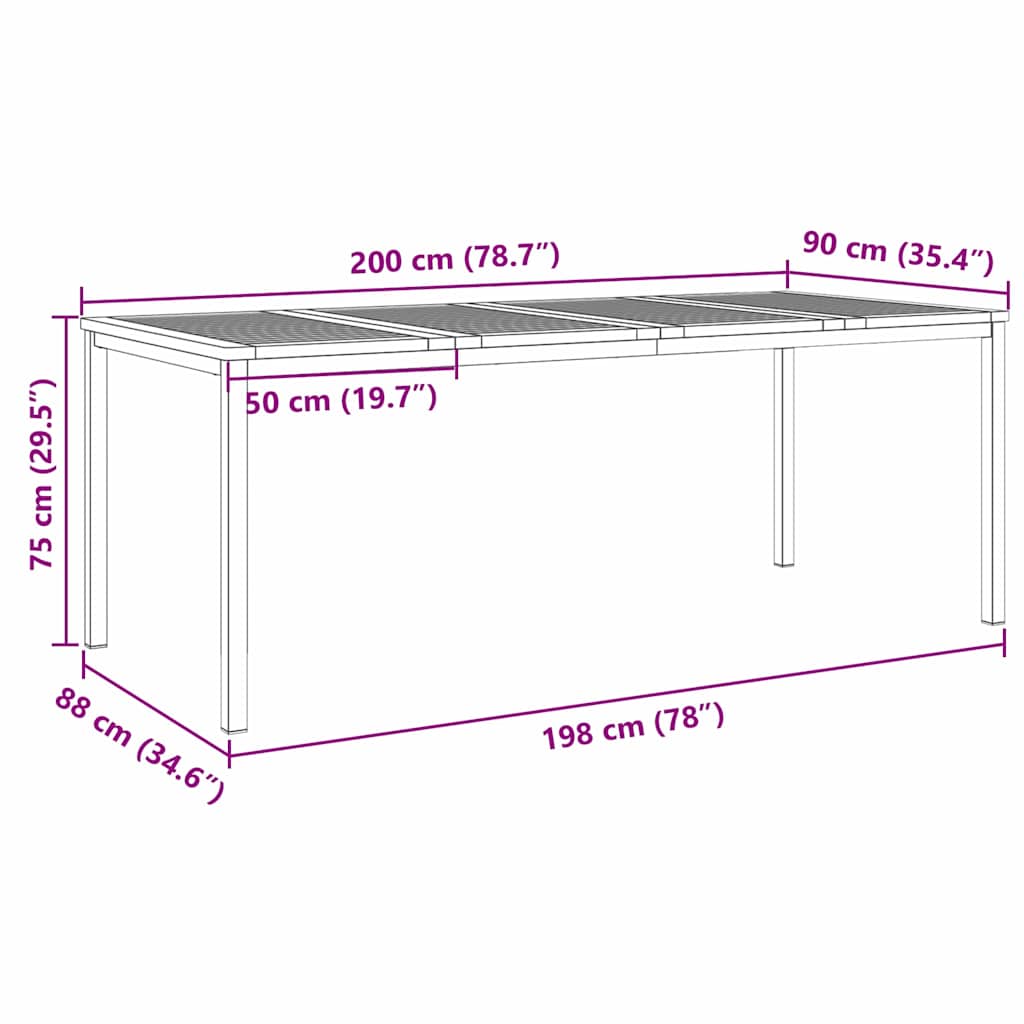 ΤραπέζιΦαγητού Καφέ 200 x 90 x 75 cm Στερεό Ξύλο Τίκ